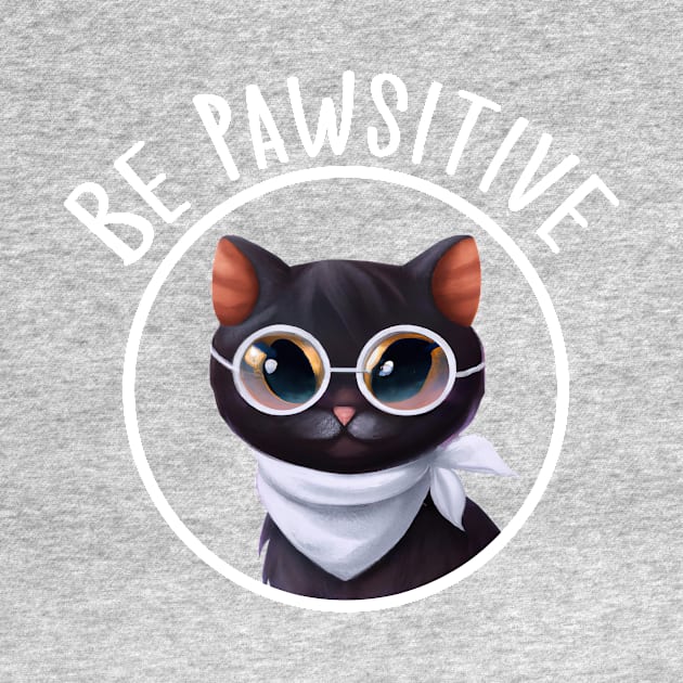 Stay Pawsitive Shirt, Be Pawsitive Shirt, Cat Positivity Shirt, Sarcastic Cat Shirt, cute paw t-shirt, Pawsitive Catitude, Funny Cat Lady Gift, Cat Mom Shirt Gift, Nerd Cat Shirt, Funny Nerdy Cat, Cute Nerd Cat Shirt, Cute Nerd Shirt, Cat Owner Gift Tee by GraviTeeGraphics